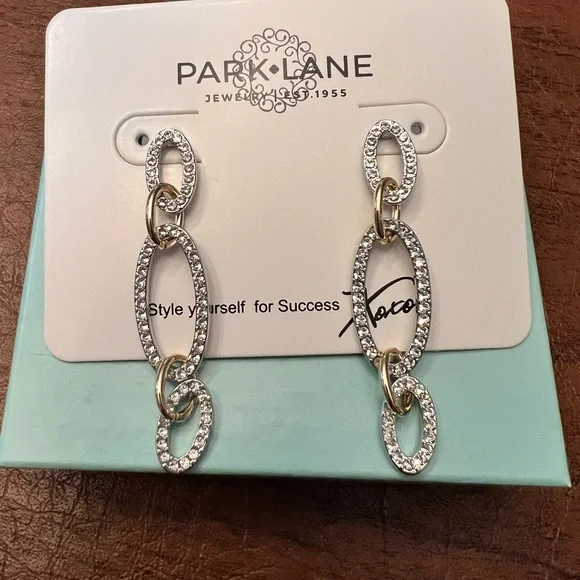 Park Lane Arctic Earrings | Gold and Silver Oval Link Earrings | Jan Sparkle Box - Picture 5 of 6